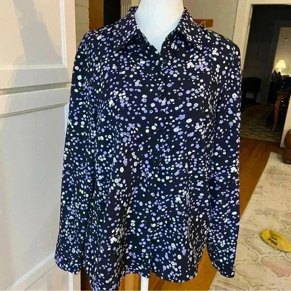 Vintage Pendleton Women’s Button Down Blouse Size 10 Black w Grey White Design - Picture 8 of 9